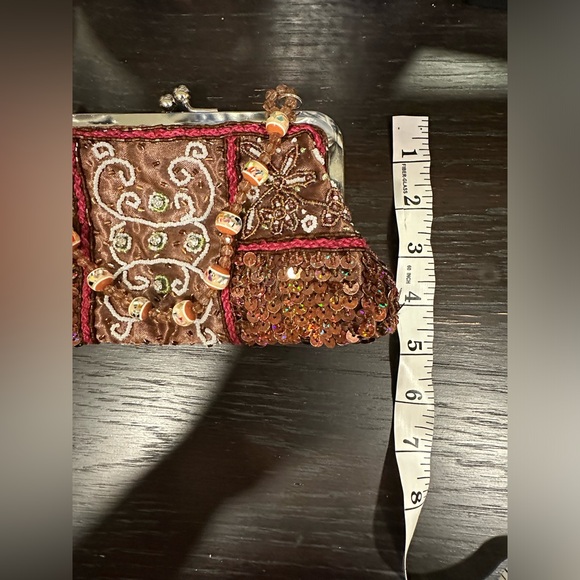 Petite jeweled sequin fabric evening beaded handled handbag. New - Picture 3 of 16